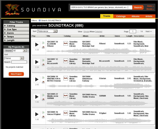 SEARCH ENGINE (sistema di ricerca on line) - SOUNDIVA (Music  & Services)